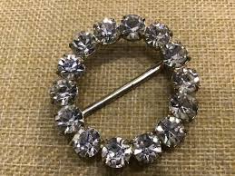 Vintage Prong-Set Clear Rhinestone Round Cut Glass Brooch ...