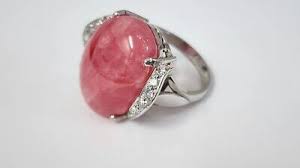 Rhodochrosite and Diamond 14k White Gold Ring | eBay