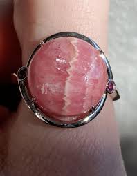 Generation Gems Round Rhodochrosite Gemstone Cabochon Sterling Silver Ring Sz 10 | eBay