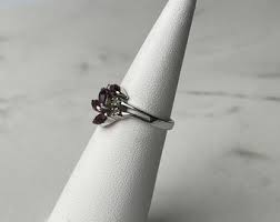 Sterling Silver Marquise Cut Purple Amethyst & Topaz Ring - Etsy