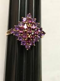 14K gold cluster cocktail ring marquise cut garnets and full ...