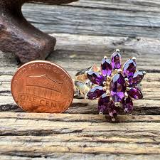 Vintage Estate 10k Large Amethyst Flower and Diamond ...