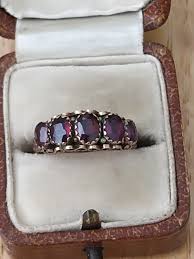 Antique 1905 Edwardian Five Stone Garnet Solid Gold Ring ...