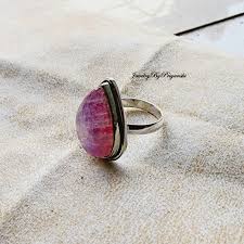 Pink Rainbow Moonstone Ring: Handcrafted 925 Sterling Silver Statement Jewelry - Etsy