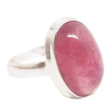 Pink Tourmaline Oval Sterling Silver Ring; size 8 - The Fossil Cartel