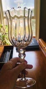 Empoli ? Amber Luster Ribbed Optic Art Glass Goblets ...