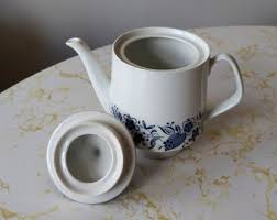 Vintage Schumann Arzberg Porcelain Tea Pot Dark Blue Floral ...