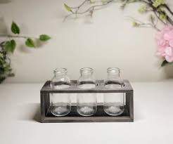 Vintage Milk Bottle Vases With Wooden Stand Light Weight ...