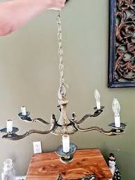 ANTIQUE FRENCH ornate solid BRASS CHANDELIEER 6 ARMS to be used with shades | eBay