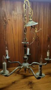 Vintage Antique Petite Brass Finish Crystal Ceiling Light Chandelier 5 Lights | eBay