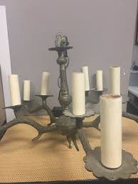 Antique Victorian Leaf Brass 10 Light Chandelier - Miss Daisy's Consignment & Auction House