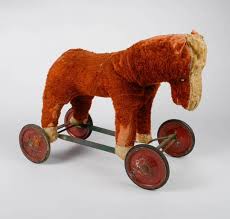 Vintage Mohair Horse Pull Toy.