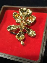 22 KGP Gold Plated Tulip Flower Brooch Pendant Marked 22 ...