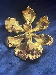 X RARE VINTAGE L'ORIENT OF SINGAPORE ORCHID GF BROOCH ...