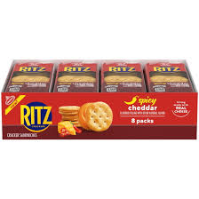 RITZ Spicy Cheddar Cheese Sandwich Crackers, Lunch Snacks, 8 Snack Packs (6 Crackers Per Pack) - Walmart.com