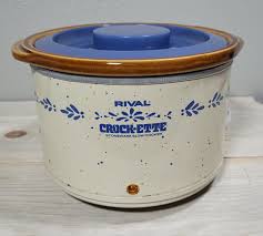 Vintage RIVAL 1 Quart Country Blue CROCK ETTE Pot Slow ...