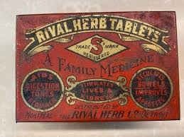 VINTAGE RIVAL HERB TABLETS METAL ADVERTISING TIN MONTREAL ...