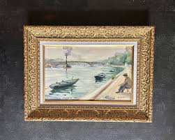 1910s French Impressionism Oil Painting on Panel. Bridge and ...