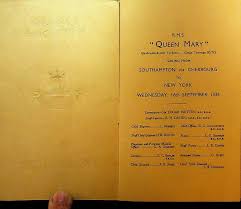 Cunard White Star Passenger List RMS Queen Mary September 16 ...