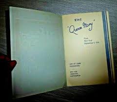 VINTAGE BOOKLET CRUISE SHIP RMS QUEEN MARY LIST CABIN ...