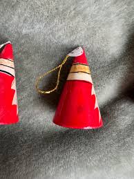 Vintage 80s 90s Minature Wooden Cone Santa Ornaments ...