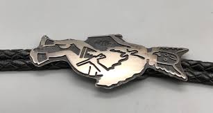 Hopi Sterling Silver Overlay Kachina Theme Bolo Tie