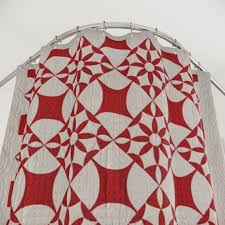Vintage Cherry Red and White Quilt Print Shower Curtain ...