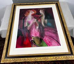 LINDA Le Kinff Serio lithograph Titled Robe du Soir Framed and signed in Pencil Dated April 2006 | EstateSales.org