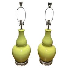 Pair of Pistachio Green Ceramic Lamps For Sale at 1stDibs