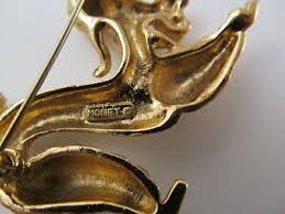 Vintage Signed MONET Standard POODLE Brushed Gold Tone ...