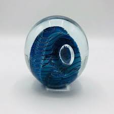 Vintage Signed Eickholt Blue Snakeskin Art Glass Controlled ...