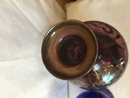 hand painted purple and cobalt blue glass vases floral ...