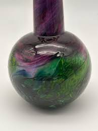 Vintage Art Glass Perfume Bottle Green and Purple Swirl Art ...