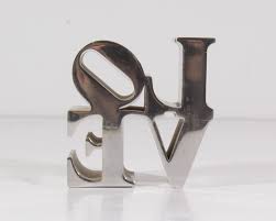 Robert Indiana Chrome Love Paperweight | Chairish