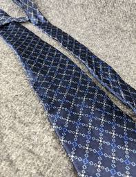 Fendi diamond pattern Logo Pattern Mens Navy Blue Silk Tie ...