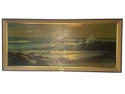 Robert Wood Golden Surf Framed Ocean Landscape Art ...