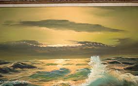 Beautiful Vintage Impressionist Seascape Painting of Emerald ...