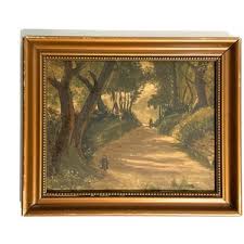 1910s French Oil Painting on Panel. Naive Art. Peasants and ...