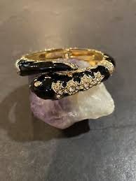 Vintage Black Enamel Rhinestone Snake Bracelet | eBay