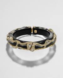 Lucite Crystal Pave Hinge Bracelet- Black | Stacking Bracelet