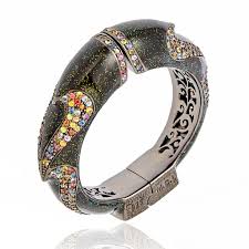 MCL Design Sterling Silver Bangle Bracelet with Dark Black ...