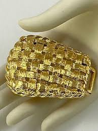 Vintage PAQUETTE One Piece Basket Weave Belt Buckle Gold ...