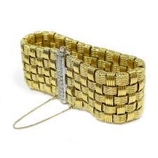 Two-Tone Gold Diamond Woven Bracelet For Sale at 1stDibs ...