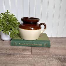 Buy Vintage RRP Co Robinson Ransbottom Primitive Stoneware Bean Pot, Jug | Cream Brown, Large Opening, One Handle | Made in Roseville Ohio Online in India - Etsy