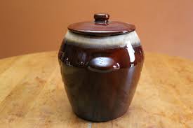 Vintage McCoy #7024 Brown Drip Cookie Jar with Tab Handles ...