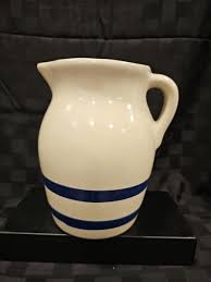 Robinson Ransbottom Pottery 2 Qt Crock Pitcher Blue Stripes RRP CottageCore | eBay