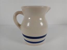 RRP Robinson Ransbottom Pottery Blue Stripe Pitcher #303-G Roseville Ohio | eBay