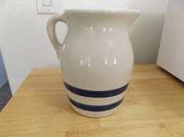 Vintage R. R. P. Co. Roseville Ohio Pitcher With Blue Band / Milk Pitcher - Etsy