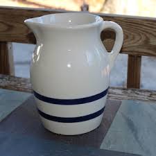 60s Ransbottom ROSEVILLE POTTERY PITCHER Blue Stripe Ohio Over 10 Cups - Etsy