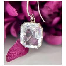 Vintage 14k White Gold and Silver Paste Dangle Drop Earrings ...